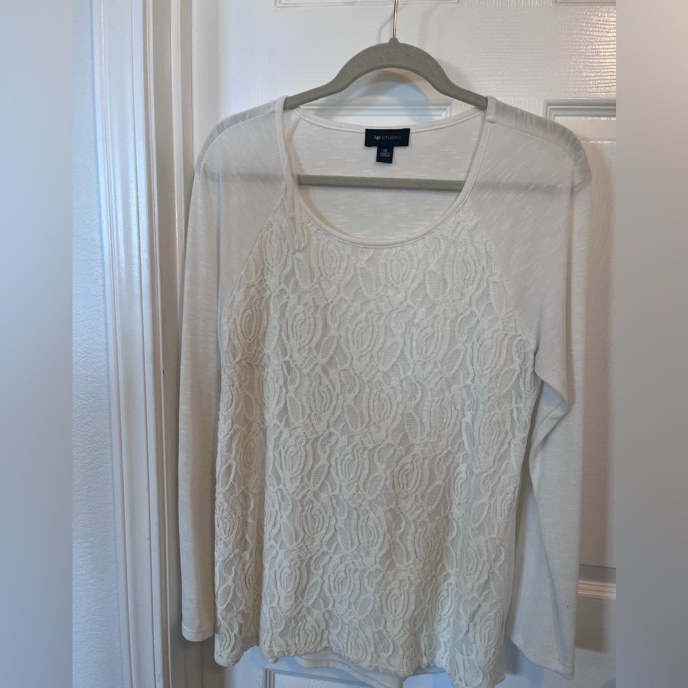 Cream Lace Long Sleeve Top